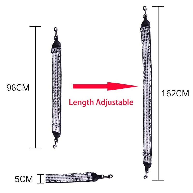 Rayzm Embroidery Banjo Strap, Jacquard Woven Cotton Strap for Banjo, Metal Clip-on Hooks, 5cm Wide, Length Adjustable - Image 5